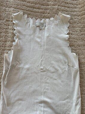 Eri and Ali Scalloped White Tank Top